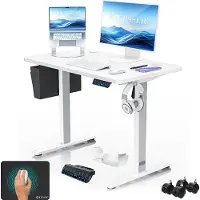 Kesser Schreibtisch elektrisch & höhenverstellbar Computertisch Ergonomisch Stehen & Sitzen 3-Memory 360° Rollen USB-Ladeanschluss 100x60cm Weiß