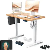 Kesser Schreibtisch elektrisch & höhenverstellbar Computertisch Ergonomisch Stehen & Sitzen 3-Memory 360° Rollen USB-Ladeanschluss 100x60cm Beige