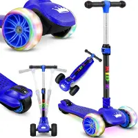 Kidiz Roller X-Pro2 Dreiradscooter faltbar, PolyurethanLED Räder, höhenverstellbar, für Kinder 3-12 Jahre