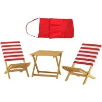 Erst-Holz Klappstuhl Strandstuhl Anglerstuhl Gartenstuhl Stuhl zum Zusammenstecken rot-weißem Bezug V-10-353Doppelpack. Tisch. Tasche rot