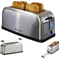 Albatros Sommertal ST1500 XXL Langschlitztoaster 4 Scheiben Edelstahl Timer Silber 1500W
