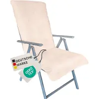 NYVI Frottee Schonbezug für Gartenstuhl NYVISpa 60x130 cm Beige - Hygiene Auflage für Hochlehner Gartenstühle Campingstühle - Handtuch Bezug - 100