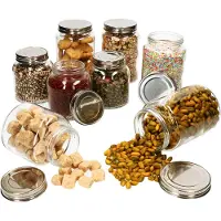 MamboCat 8-tlg. Vorrats-Gläserset Doria 520 ml + 320 ml Gewürzglas mit Schraub-Deckel silber Gläser