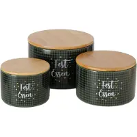 MamboCat 3tlg Set Gebäckdose Windsor Fest Essen rund Ø11-16cm Steingut-Box Weihnachten