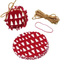 MamboCat 10x Stoffdeckchen Tannenbaum rot + Gummi + Schnur Einmach-Glas Geschenk-Idee