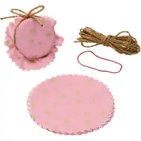 MamboCat 10x Stoffdeckchen rosa goldene Sterne + Gummi + Schnur Einmach-Glas Geschenkidee