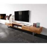 DELIFE Lowboard New Live-Edge 240 cm Akazie Natur 4 Türen 1 Fach Kufe Edelstahl gebürstet