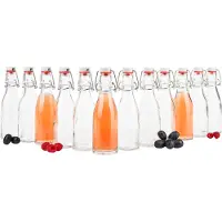 MamboCat 12x Bügelflasche 200ml Bierpulle rund Glasflaschen Saft Bier Schnaps Likör Essig Öl Drahtbügel