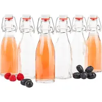 MamboCat 6x Bügelflasche 200ml Bierpulle rund Glasflaschen Saft Bier Schnaps Likör Essig Öl Drahtbügel