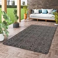 Snapstyle In- und Outdoor Teppich Beidseitig Newport Boho Schwarz Weiss, Größe:100x400 cm