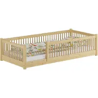Erst-Holz Kinderbett niedriges Bodenbett Kiefer natur 90x200 Kleinkinder Laufstall ähnlich V-60.65-09ohne Zubehör
