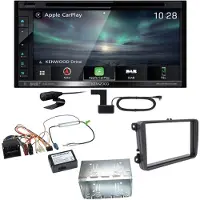 Kenwood DNX-5190DABS Navi CarPlay DAB+ Einbauset für Tiguan Amarok Caddy Jetta