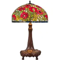 Casa Padrino Tiffany Tischleuchte Mehrfarbig Ø 50 x H. 80 cm - Handgefertigte Hockerleuchte