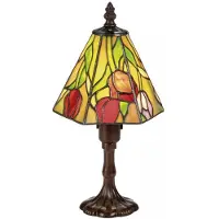 Casa Padrino Luxus Tiffany Tischleuchte / Hockerleuchte Rosen Mehrfarbig Ø 15 x H. 30 cm - Luxus Qualität