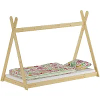 Erst-Holz Niedriges Tipi-Kinderbett, Holzbett 90x200 Kiefer natur lackiert, Zubehör wählbar V-60.27-09ohne Zubehör