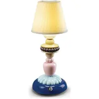 Casa Padrino Luxus Tischleuchte Blau / Mehrfarbig Ø 12 x H. 30 cm - Porzellan LED Tischlampe
