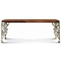 Casa Padrino Luxus Barock Esstisch Braun / Silber 203 cm - Italy
