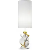 Casa Padrino Luxus Tischleuchte Porzellan Nature Weiß / Gold H54 x 16 cm - Luxus Beleuchtung Tischlampe