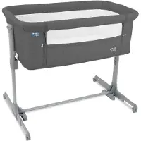 Ib style Babybett Kinderbett Beistellbett mit Schaukelfunktion inkl. Matratze Moskitonetz Transporttasche Höhenverstellbar Aluna Dunkelgrau