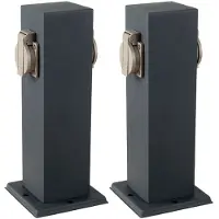 Etc-shop 2x Energieverteiler, 2 Steckdosen, grau, H 30 cm, VT-1155-2