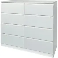 HTI Kommode 8 grifflose Schubladen Thekla Weiß
