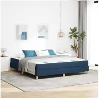 vidaXL Boxspringbett mit Matratze Blau 180 x 200 cm Stoff