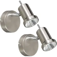 Etc-shop 2x LED Wandleuchte, Spot beweglich, Nickel matt, L 12cm