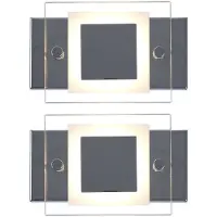 Etc-shop 2er Set LED Wandleuchte, Glas, Chrom, IP44, L 15 cm