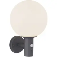 Globo LED Wandleuchte, Bewegungssensor, Glas Alu, Anthrazit, IP44