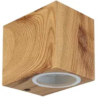Globo Außenleuchte, Wandleuchte, Alu, Holzoptik, Downlight