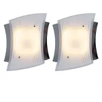 Etc-shop 2er Set Wandleuchte, Metall, Glas satiniert L 31,5 cm