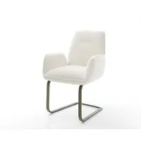 DELIFE Freischwinger Zoa-Flex Bouclé Soft Beige Freischwinger flach Effektfinish Titan Taschenfederkern
