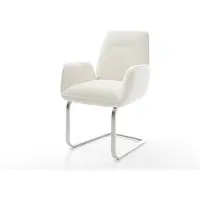 DELIFE Freischwinger Zoa-Flex Bouclé Soft Beige Freischwinger flach Edelstahl Taschenfederkern