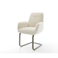 DELIFE Freischwinger Zoa-Flex Plüsch Creme-Weiß Freischwinger flach Effektfinish Titan Taschenfederkern