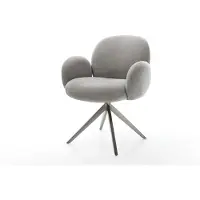 DELIFE Drehstuhl Nube-Flex mit Armlehnen Strukturstoff Soft Grau Kreuzgestell breit Graphit 360° drehbar Wippfunktion Taschenfederkern