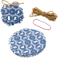 MamboCat 10x Stoffdeckchen Bauernhof blau + Gummi + Schnur Einmach-Glas Geschenk-Idee