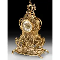 Casa Padrino Luxus Barock Tischuhr Gold 24 x H. 40 cm - Handgefertigte Bronze Uhr im Barockstil - Barock Schreibtischuhr - Barock Schreibtisch Deko - Barock Deko Accessoires - Barockstil Uhren