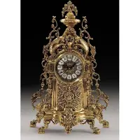 Casa Padrino Luxus Barock Tischuhr Gold 30 x H. 49 cm - Handgefertigte Bronze Uhr im Barockstil - Barock Schreibtischuhr - Barock Schreibtisch Deko - Barock Deko Accessoires - Barockstil Uhren