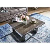 MASSIVMOEBEL24.DE MASSIVMOEBEL24 Couchtisch Sheesham 90x90x45 smoked oak lackiert Plattenstärke 3,5cm FREEFORM #0317
