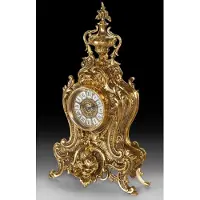 Casa Padrino Luxus Barock Tischuhr Gold 26 x H. 47 cm - Handgefertigte Bronze Uhr im Barockstil - Barock Schreibtischuhr - Barock Schreibtisch Deko - Barock Deko Accessoires - Barockstil Uhren