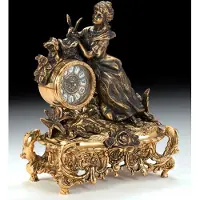 Casa Padrino Luxus Barock Tischuhr Gold / Bronze 28 x H. 35 cm - Handgefertigte Bronze Uhr im Barockstil - Barock Schreibtischuhr - Barock Schreibtisch Deko - Barock Deko Accessoires