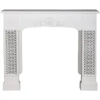 Casa Padrino Landhausstil Kaminumrandung mit Verzierungen Weiß 115 x 23 x H. 100 cm - Landhausstil Möbel
