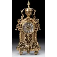 Casa Padrino Luxus Barock Tischuhr Gold 20 x H. 36 cm - Handgefertigte Bronze Uhr im Barockstil - Barock Schreibtischuhr - Barock Schreibtisch Deko - Barock Deko Accessoires - Barockstil Uhren
