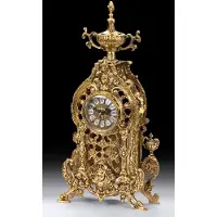 Casa Padrino Luxus Barock Tischuhr Gold 24 x H. 50 cm - Handgefertigte Bronze Uhr im Barockstil - Barock Schreibtischuhr - Barock Schreibtisch Deko - Barock Deko Accessoires - Barockstil Uhren