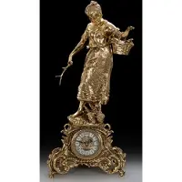 Casa Padrino Luxus Barock Tischuhr Gold 29 x H. 62 cm - Handgefertigte Bronze Uhr im Barockstil - Barock Schreibtischuhr - Barock Schreibtisch Deko - Barock Deko Accessoires - Barockstil Uhren