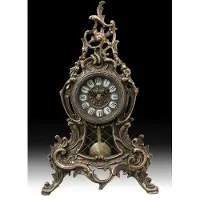 Casa Padrino Luxus Barock Tischuhr 26 x H. 42 cm - Handgefertigte Bronze Uhr im Barockstil - Barock Schreibtischuhr - Barock Schreibtisch Deko - Barock Deko Accessoires - Barockstil Uhren