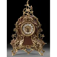 Casa Padrino Luxus Barock Tischuhr Gold / Braun 19 x H. 35 cm - Handgefertigte Bronze Uhr im Barockstil - Barock Schreibtischuhr - Barock Schreibtisch Deko - Barock Deko Accessoires - Barockstil Uhren