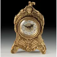Casa Padrino Luxus Barock Tischuhr Gold 13 x H. 19 cm - Handgefertigte Bronze Uhr im Barockstil - Barock Schreibtischuhr - Barock Schreibtisch Deko - Barock Deko Accessoires - Barockstil Uhren