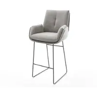 DELIFE Barstuhl Clea-Flex Strukturstoff Soft Grau Kufengestell Metall Taschenfederkern