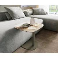DELIFE Beistelltisch Edge Boot 50x50 cm Keramik Minas Melange Eleny Metall Effektfinish Titan